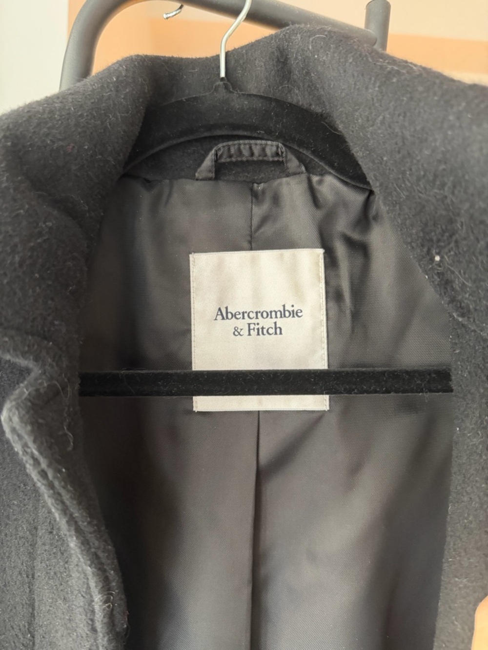 Abercrombie & Fitch Black Single-Breasted Wool Overcoat - Picture 4 of 4